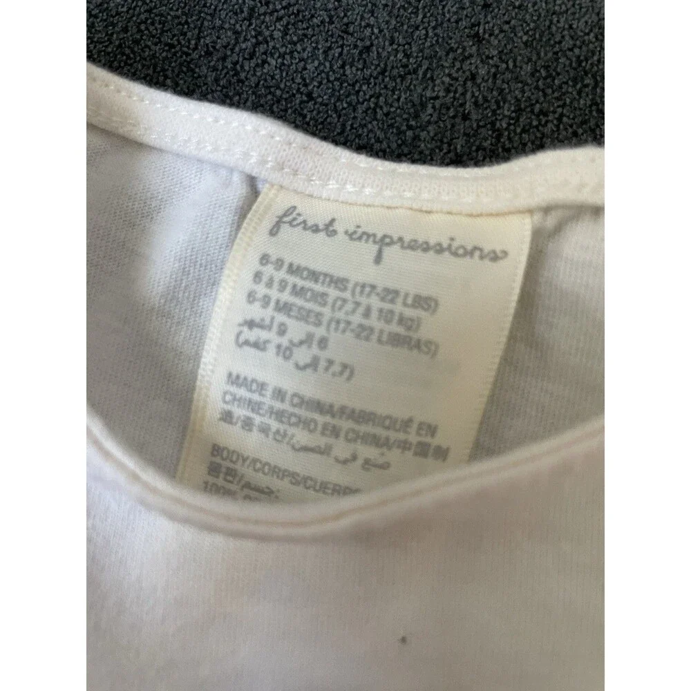 First Impressions Baby Girl 6/9M 3 Piece Cream Colored/Gold Faux Fur Vest Set